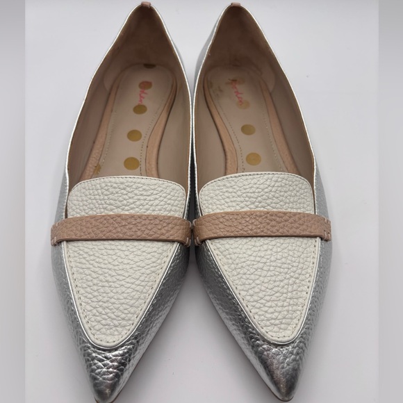 Boden Shoes - Boden Silver and White Flats with Tan Accent
